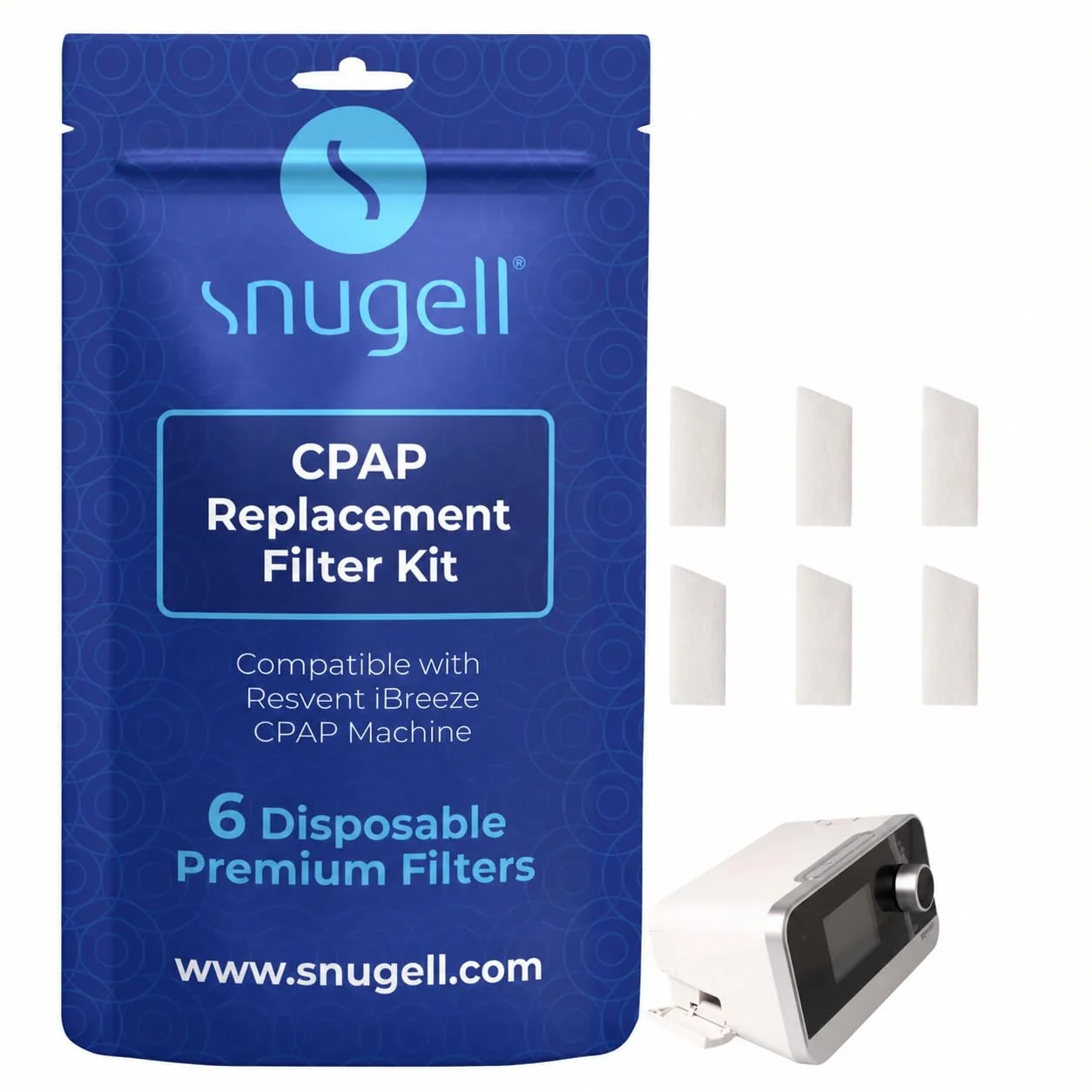 Filtros para Cpap ResVent x 6 marca SNUGELL